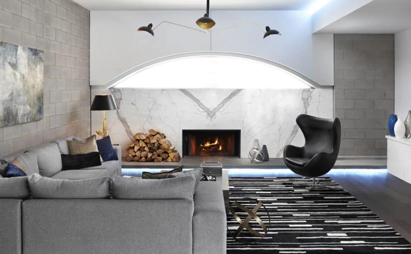 Richmond Living Room Marble fireplace by lux design