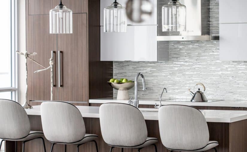 Weaver by LUX Design kitchen with glass pendants